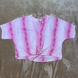Pink and white snake skin print blouse.